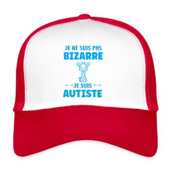 Je ne suis pas bizarre je suis autiste - Casquette trucker  - blanc/rouge - Devant