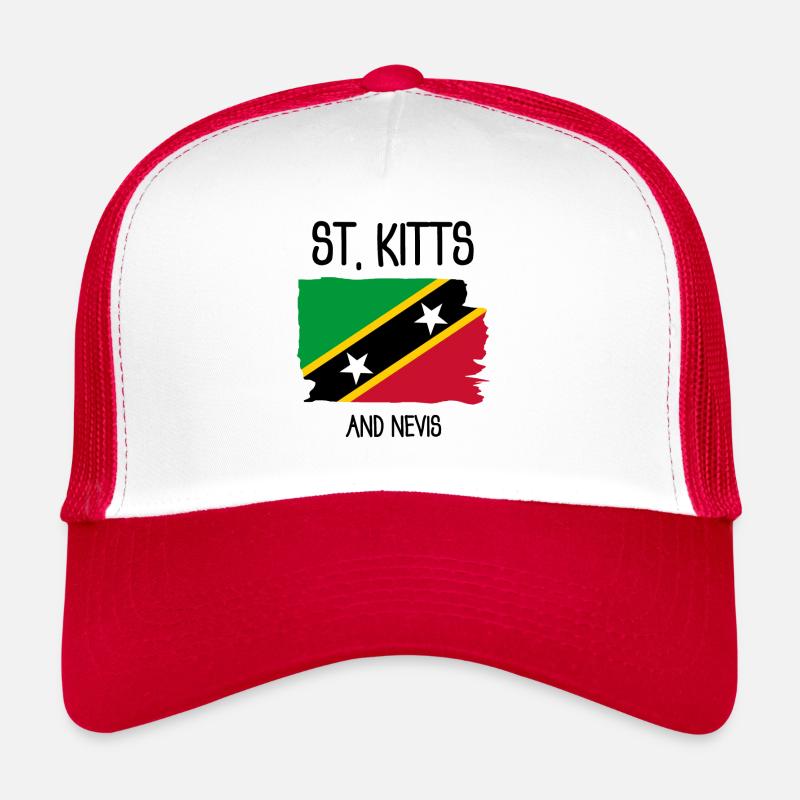 Saint-Kitts-et-Nevis - Caraïbes - Antilles - Casquette trucker  - blanc/rouge