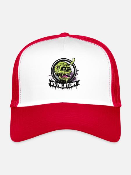 Crâne de zombie Crâne : Révolution - Casquette trucker  - blanc/rouge - Devant