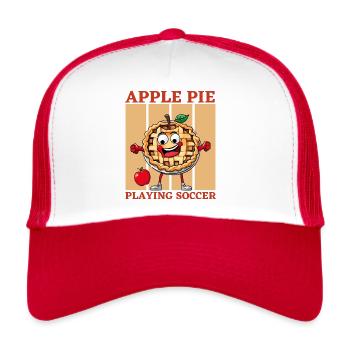 Tarte aux pommes en jouant au football - Casquette trucker  - blanc/rouge - Devant