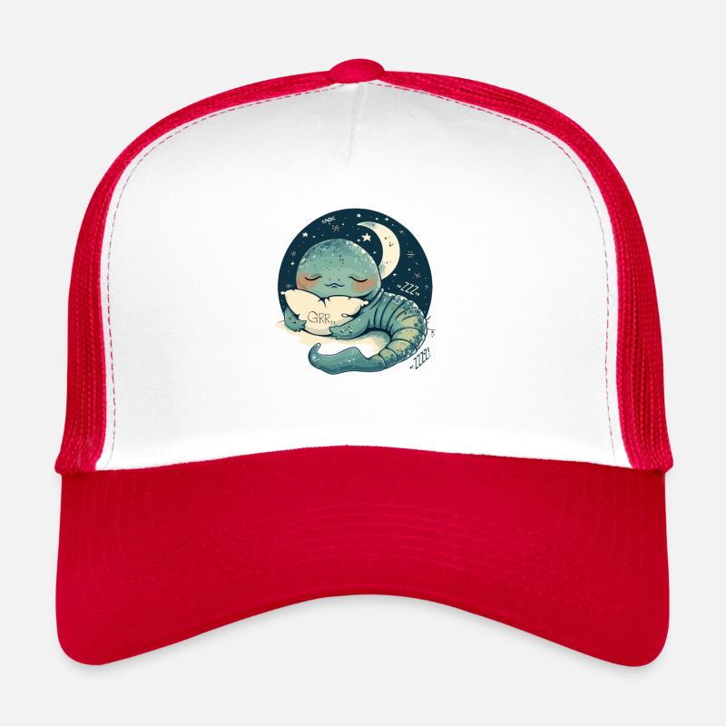 Ver endormi avec un oreiller et la lune Casquette trucker 
