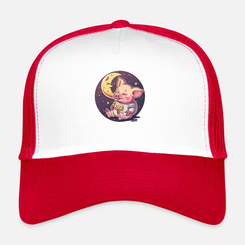 Schlafendes Schwein auf dem Mond Trucker Cap