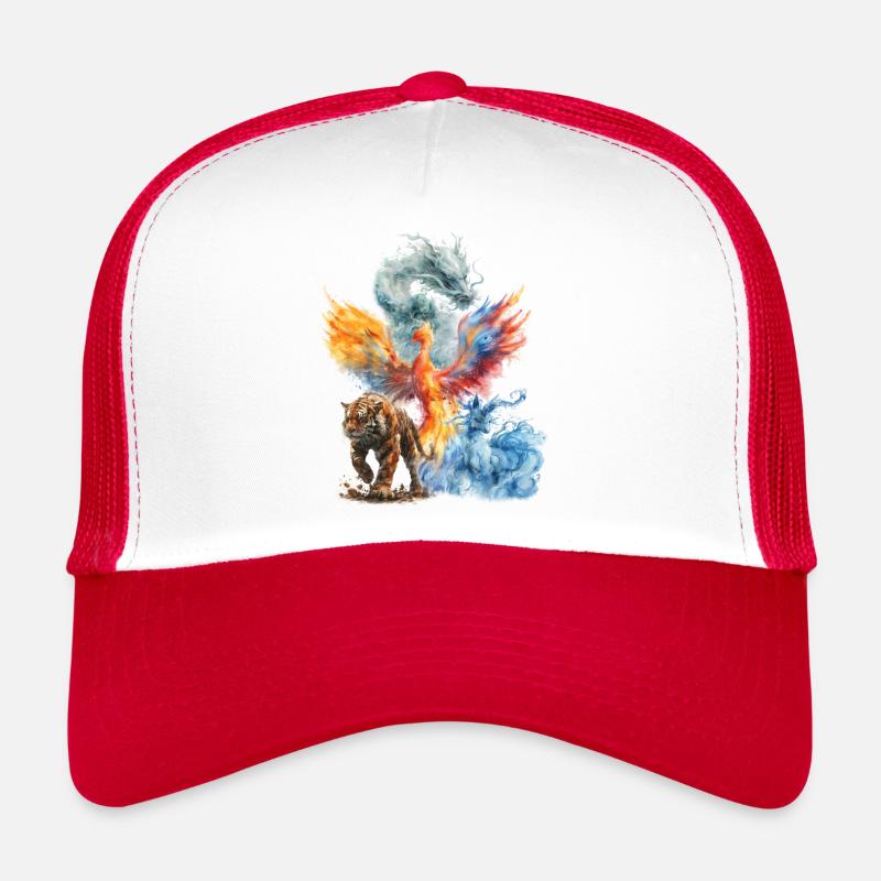 Aquarelle Phoenix Tigre Dragon Casquette trucker 