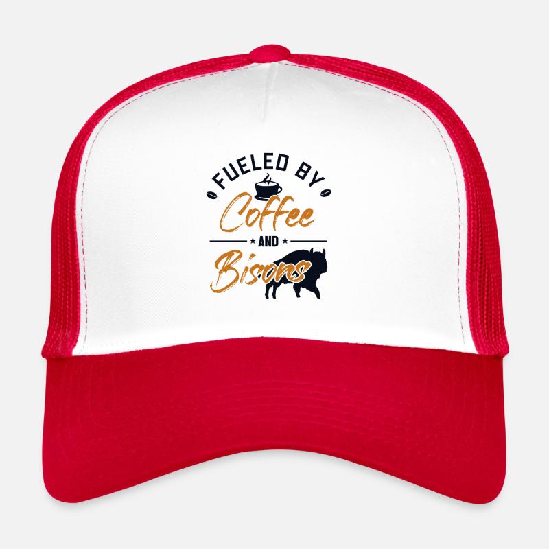 Alimenté par le café et les bisons Buffalo Bovinae Lover Casquette trucker 
