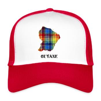 Französisch-Guayana Madras Männer, Frauen und Kinder - Trucker Cap - Weiß/Rot - Vorne