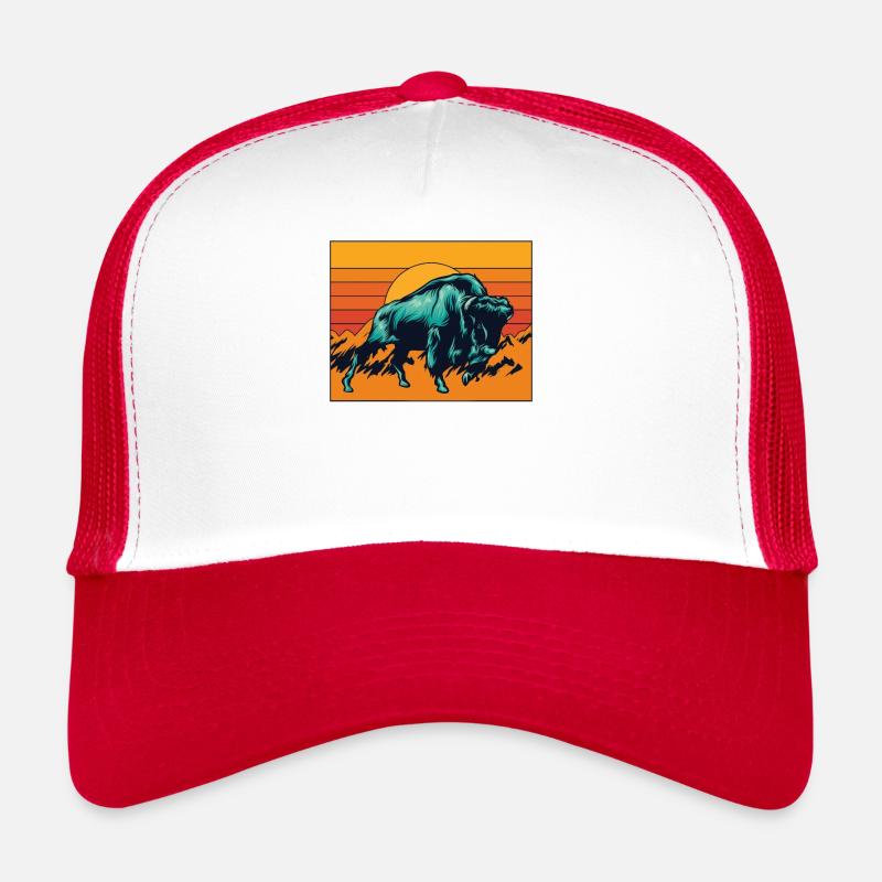 Retro Buffalo Bovinae American Bison Lover Bison Trucker Cap
