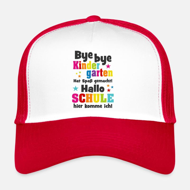 Einschulung Kindergarten Schulkind Schule Geschenk - Trucker Cap - Weiß/Rot