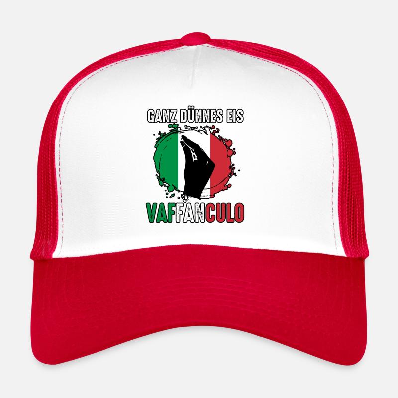 Italien Italiener Vaffanculo - Trucker Cap - Weiß/Rot