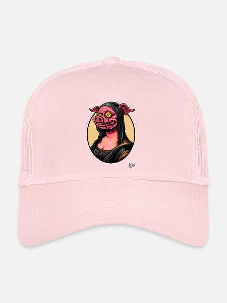 The portrait of Mona, the zombie pig Lisa - Trucker Cap - pale pink - Front