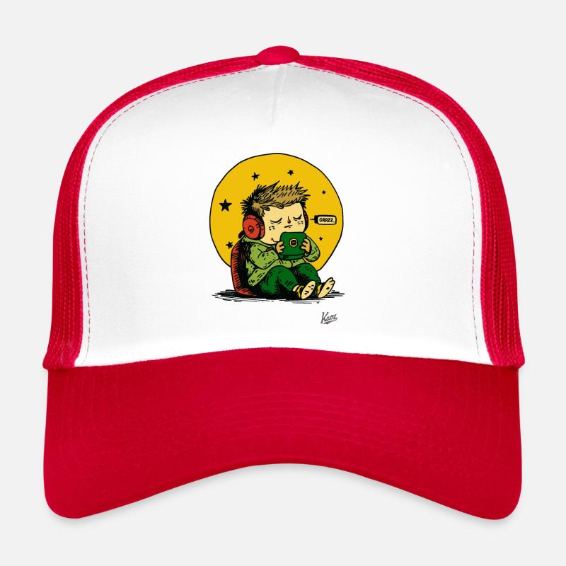 Sleep Tired Gamer Boy avec tablette et oreiller Casquette trucker 