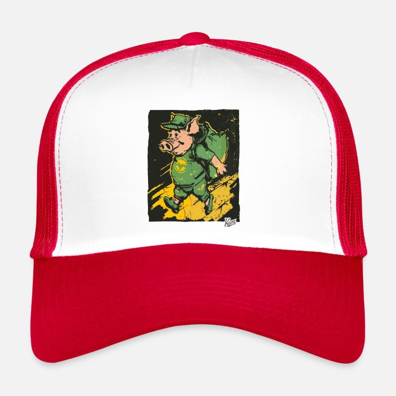 Cool, funny and smiling: Retro vintage pig Trucker Cap