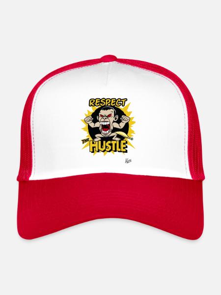 Singe en colère Homme Banane, Respectez l’agitation - Casquette trucker  - blanc/rouge - Devant