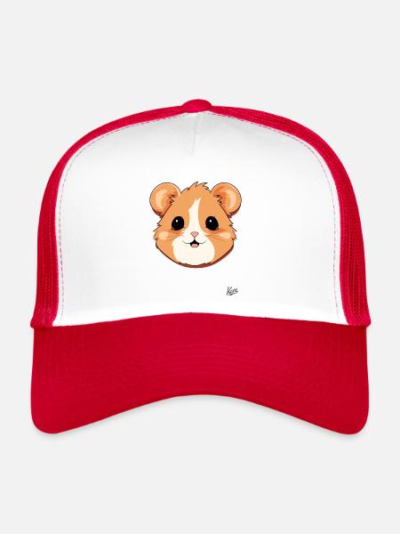 Hamster mignon - Casquette trucker  - blanc/rouge - Devant