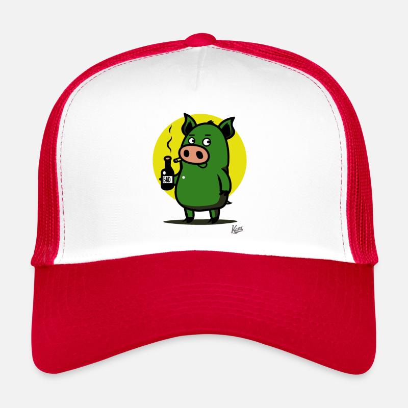Trink- und Rauch-Rüpel: Der Böse Schweinchen-Junge Trucker Cap