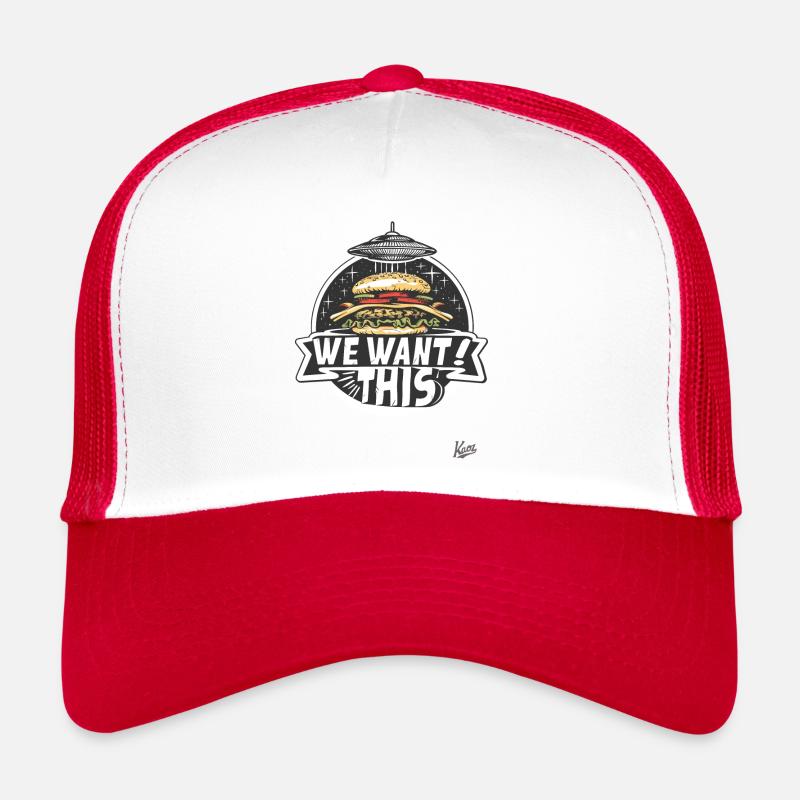 Alien UFO kidnapping of a burger Trucker Cap