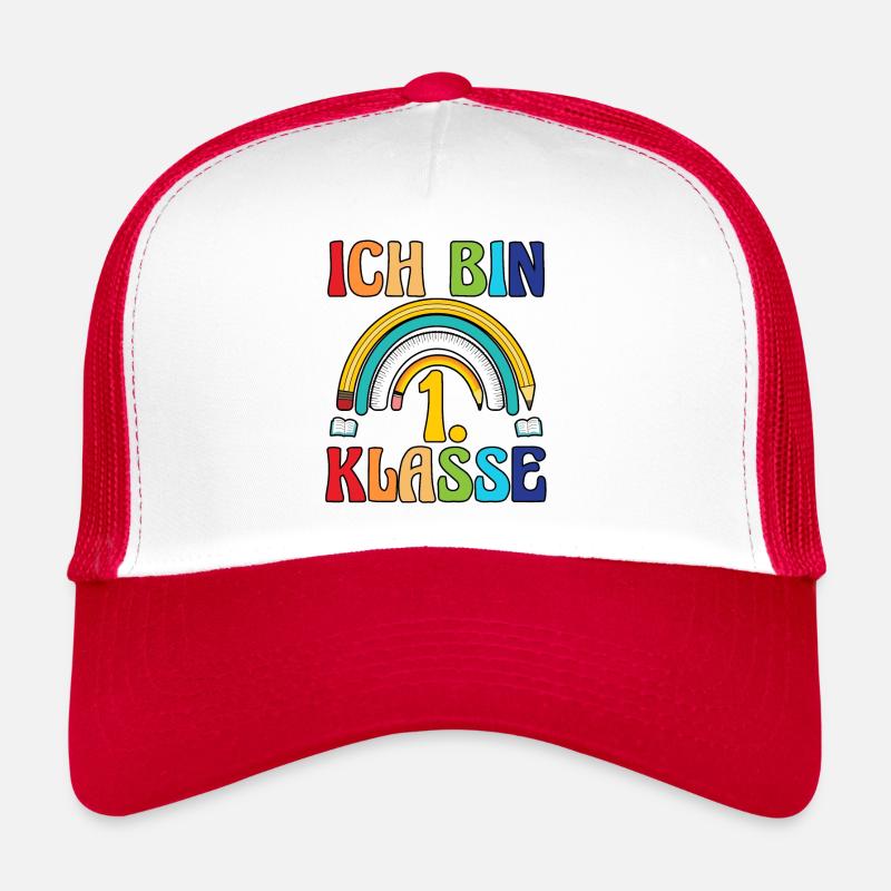 Erste Klasse Schulkind Schulbeginn Einschulung - Trucker Cap - Weiß/Rot