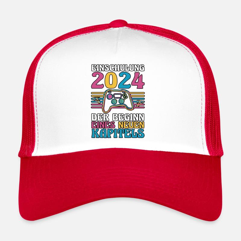 1. Klasse Schulkind Schulanfang Gamer Einschulung - Trucker Cap - Weiß/Rot