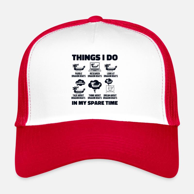 Dinge, die ich in meiner Freizeit mache Schlagzeuger-Team-Liebhaber - Trucker Cap - Weiß/Rot