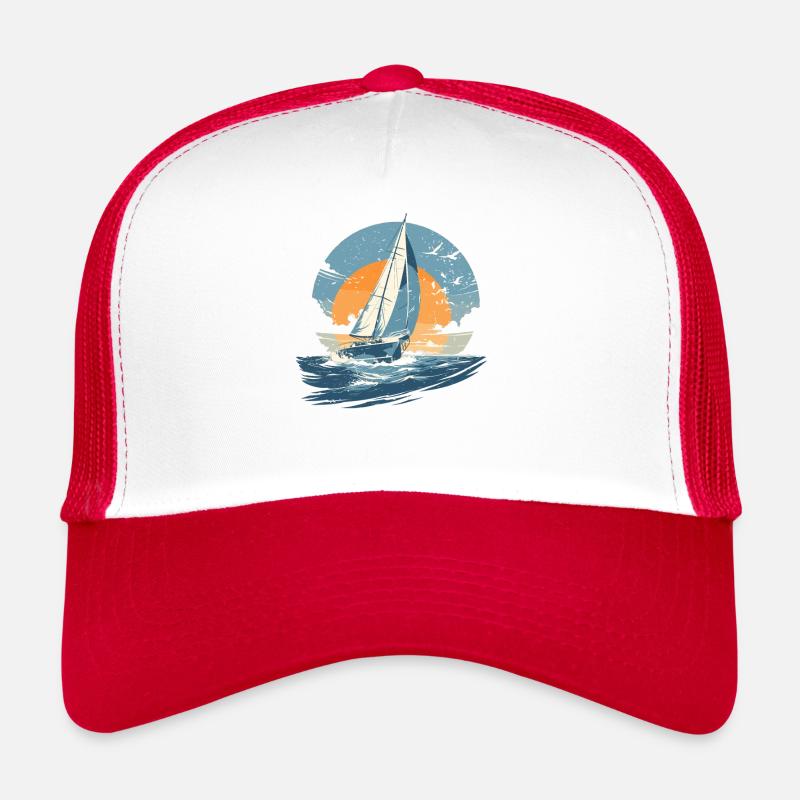 Segeln Segler Boot Schiff Seesegeln - Trucker Cap - Weiß/Rot