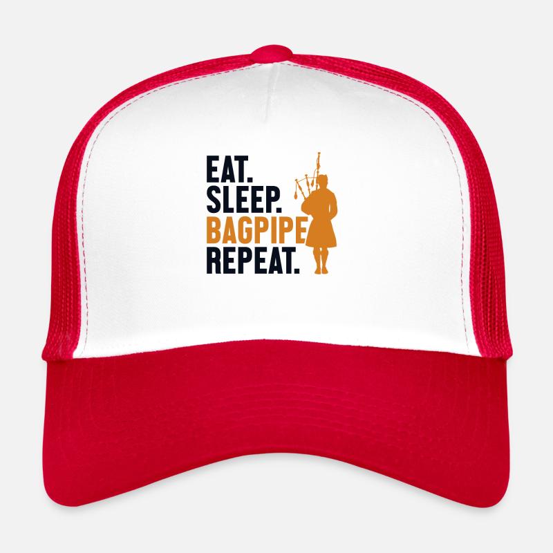 Eat Sleep Bagpipe Repeat Blowpipe Great Highland Trucker Cap