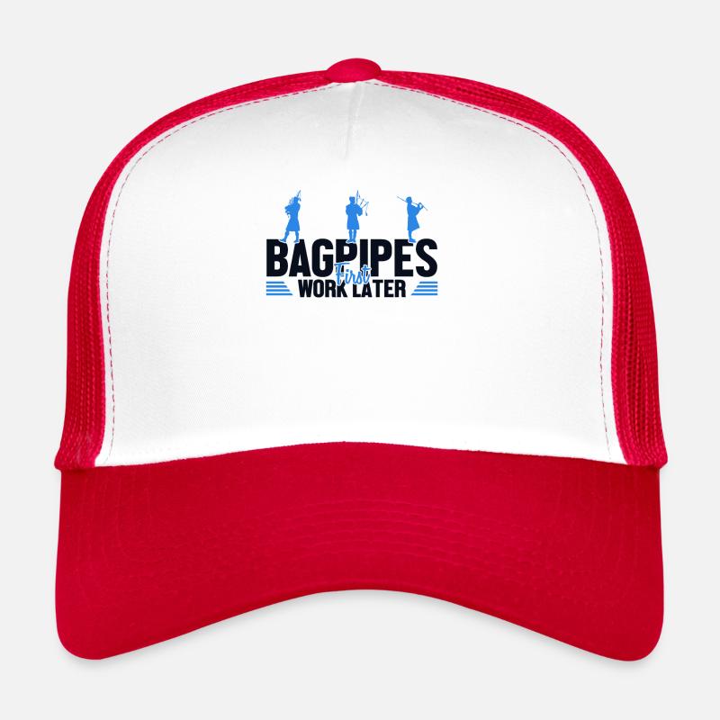 La cornemuse travaille d’abord et ensuite les leçons de cornemuse Casquette trucker 