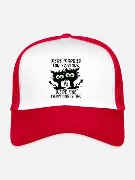 32 ans marié savon cadeau de mariage - Casquette trucker - blanc/rouge