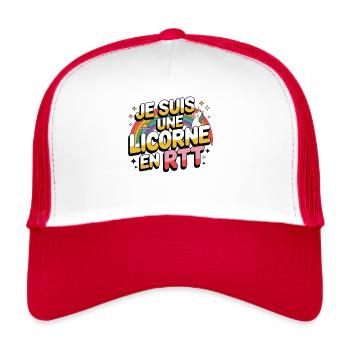 Je Suis Une Licorne En RTT Humour Travail Vacances - Casquette trucker  - blanc/rouge - Devant