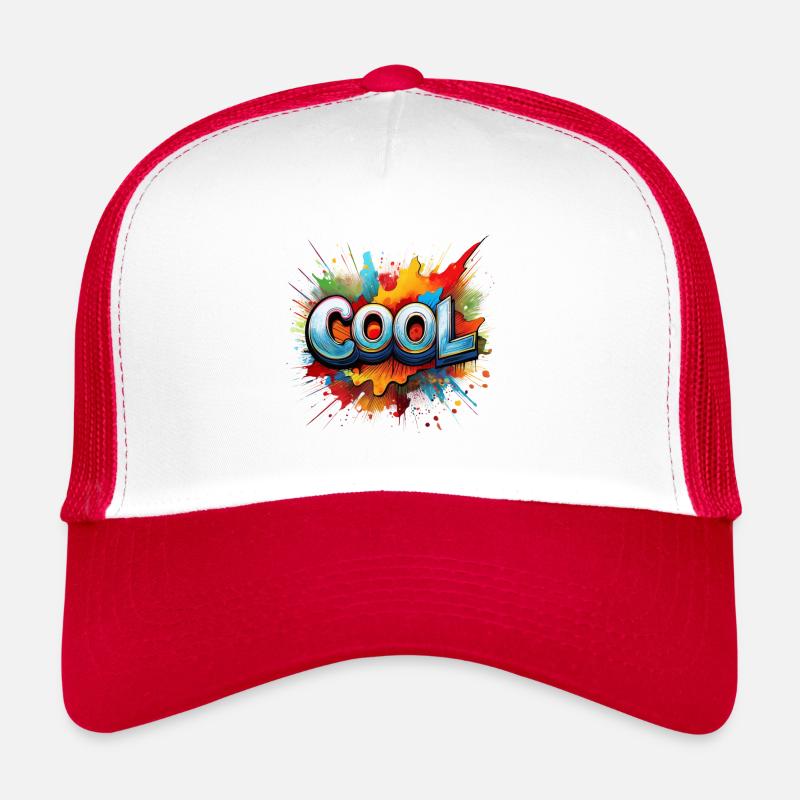 Vibrant Graffiti “COOL” Splash Design Trucker Cap