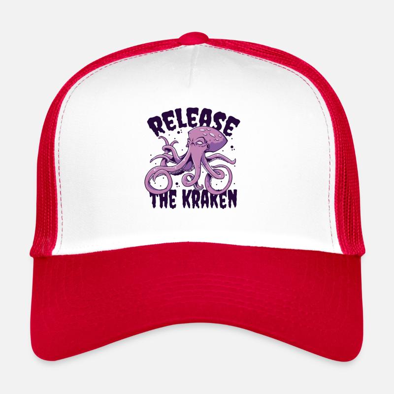 Release The Kraken Cephalopoda Octopodes Octopoda - Trucker Cap - white/red
