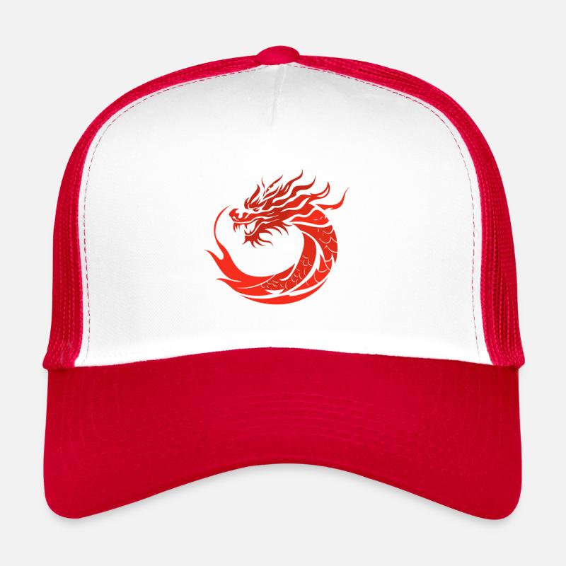 Red Dragon in Japan Style - Trucker Cap - white/red