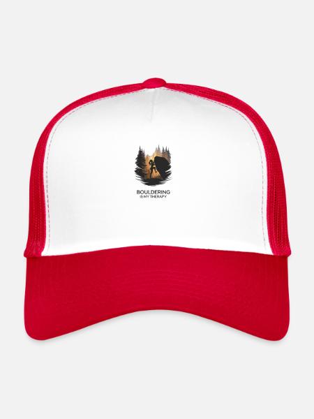 Bouldering is My Therapy – Climbing in Nature - Trucker Cap - white/red - Front
