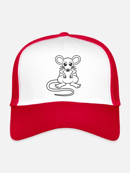 Mouse looks angry angry frustrated angry aggressive - Trucker Cap - white/red - Front