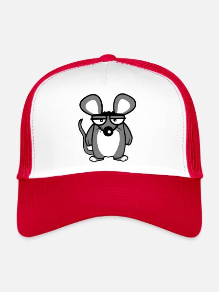 Mouse looks angry angry frustrated angry aggressive - Trucker Cap - white/red - Front