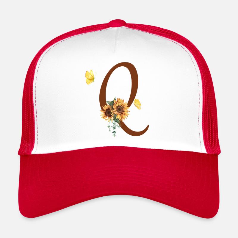 Letter q sunflower butterfly Trucker Cap