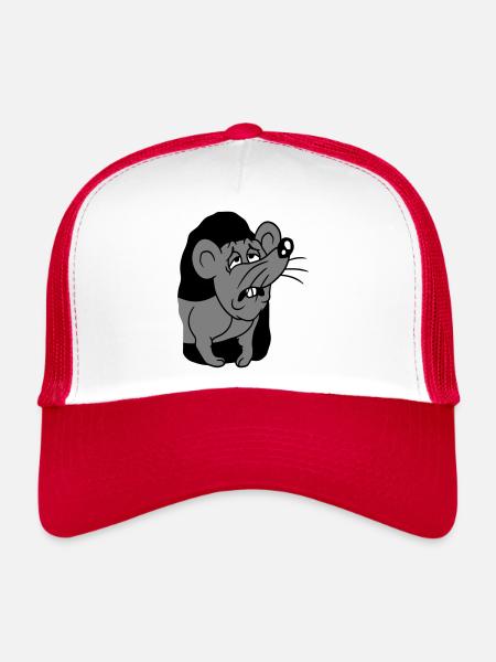 Mouse Hole Exhausted Work Get Up Tired Morning - Trucker Cap - white/red - Front