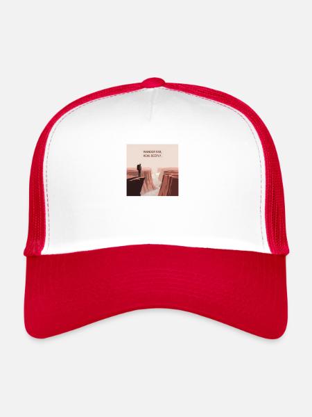Wander Far, Heal Deeply – Hiking & Nature - Trucker Cap - white/red - Front