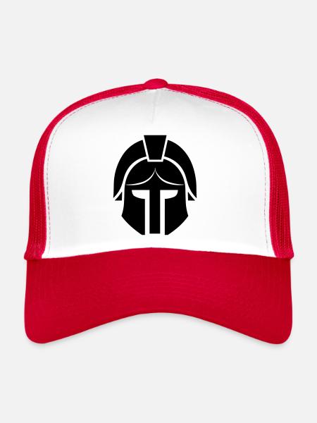 Spartan helmet - Trucker Cap - white/red - Front