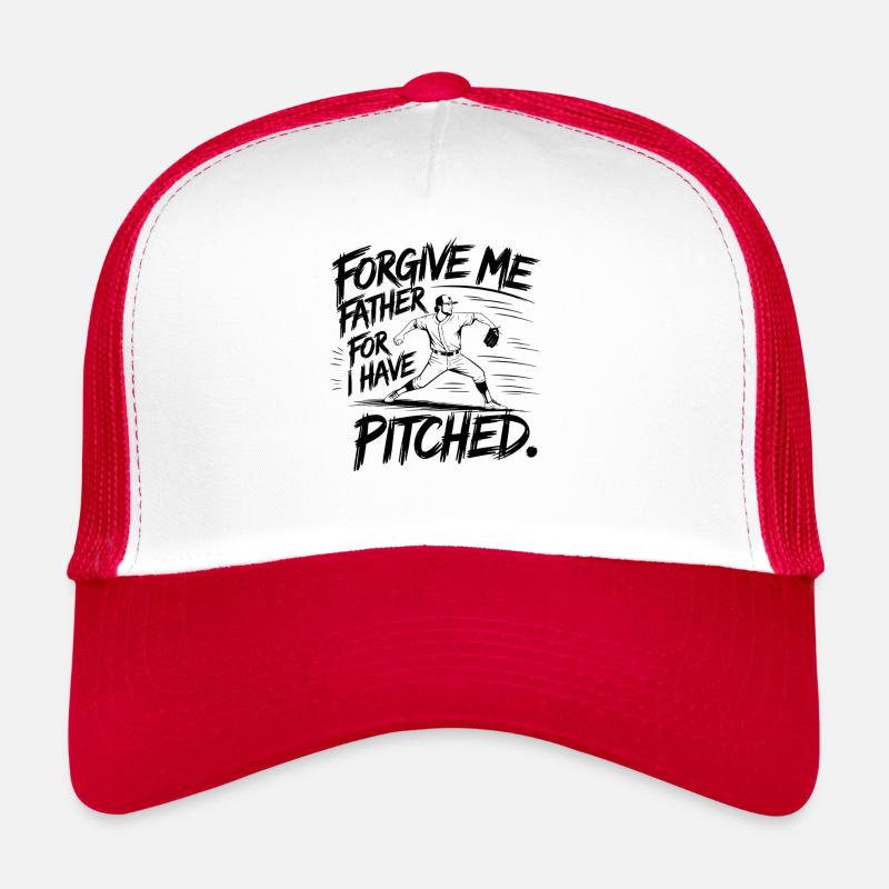 Forgive Me Father Baseball Pitcher Flame Design Trucker Cap