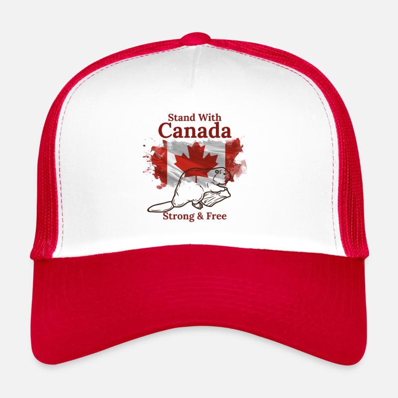 Support Canada - Stark und kostenlos - Trucker Cap - Weiß/Rot
