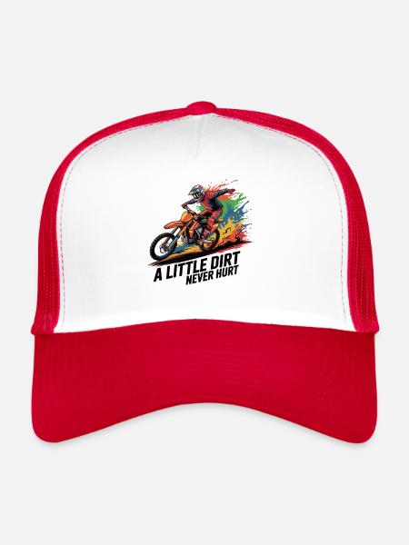 Motocross : Sale passion - Casquette trucker  - blanc/rouge - Devant