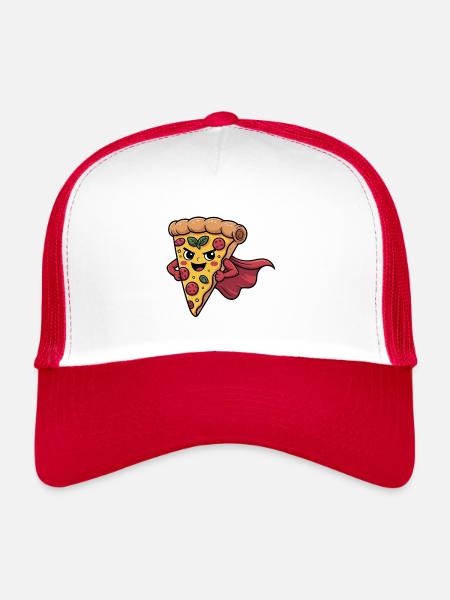 Motif de pizza amusant pour les fans de pizza - Casquette trucker  - blanc/rouge - Devant