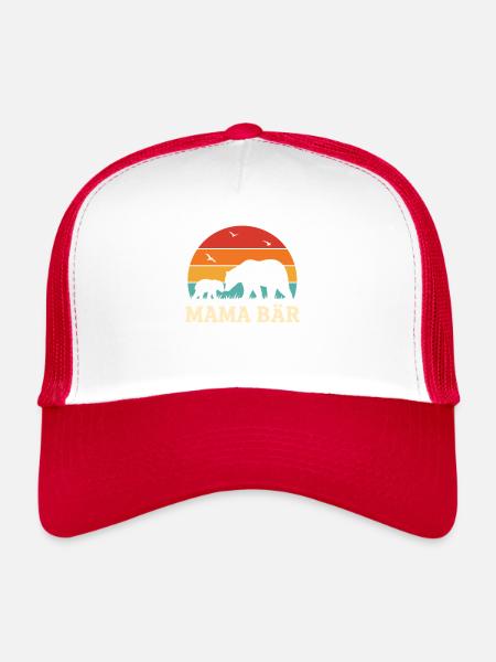 Mama Bear Vintage Sunset Silhouette - Trucker Cap - white/red - Front