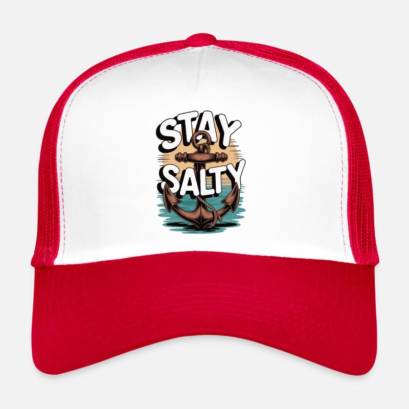 Stay Salty Anker-Shirt - Trucker Cap - Weiß/Rot