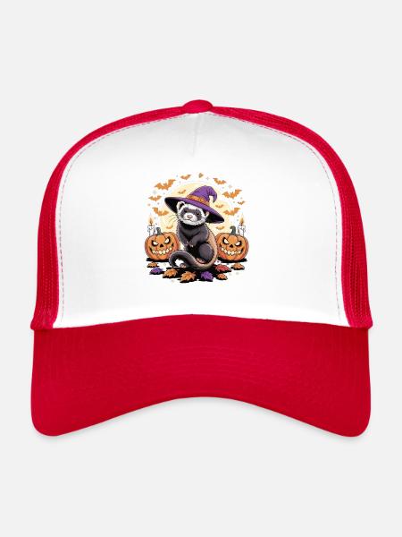 Drôle de costume de furet pour Halloween - Casquette trucker  - blanc/rouge - Devant