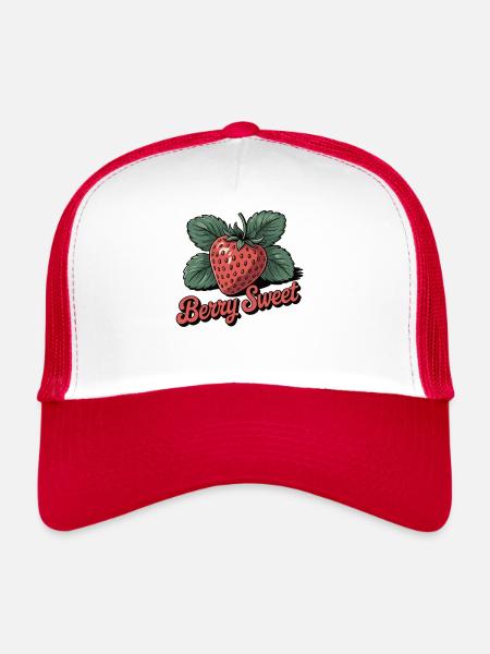 Berry Sweet – Chemise Sweet Strawberry - Casquette trucker  - blanc/rouge - Devant