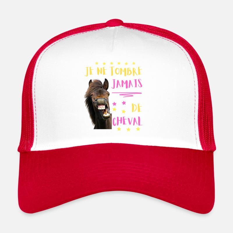 JE NE TOMBE JAMAIS DE CHEVAL - Casquette trucker  - blanc/rouge