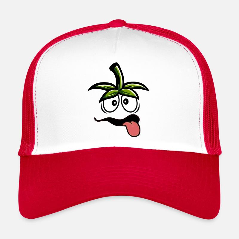 Tomate lustig Kostüm Karneval Fasching Verkleidung - Trucker Cap - Weiß/Rot