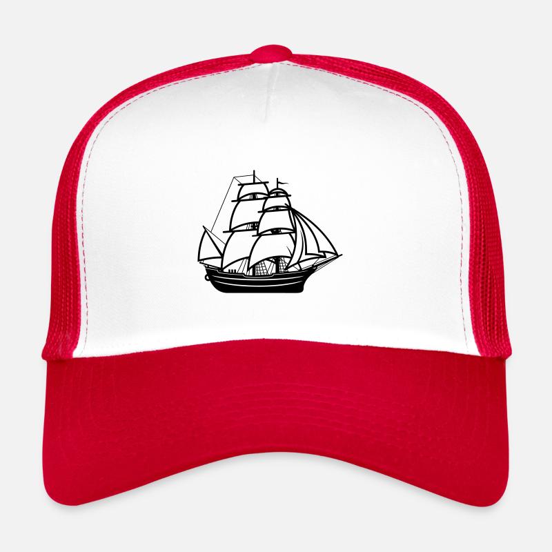 Bateau pirate - Casquette trucker  - blanc/rouge