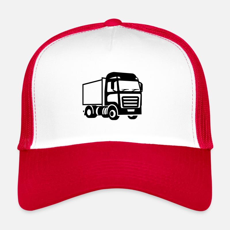 Lkw - Trucker Cap - Weiß/Rot