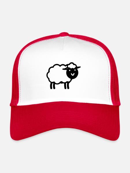 sheep - Trucker Cap - white/red - Front